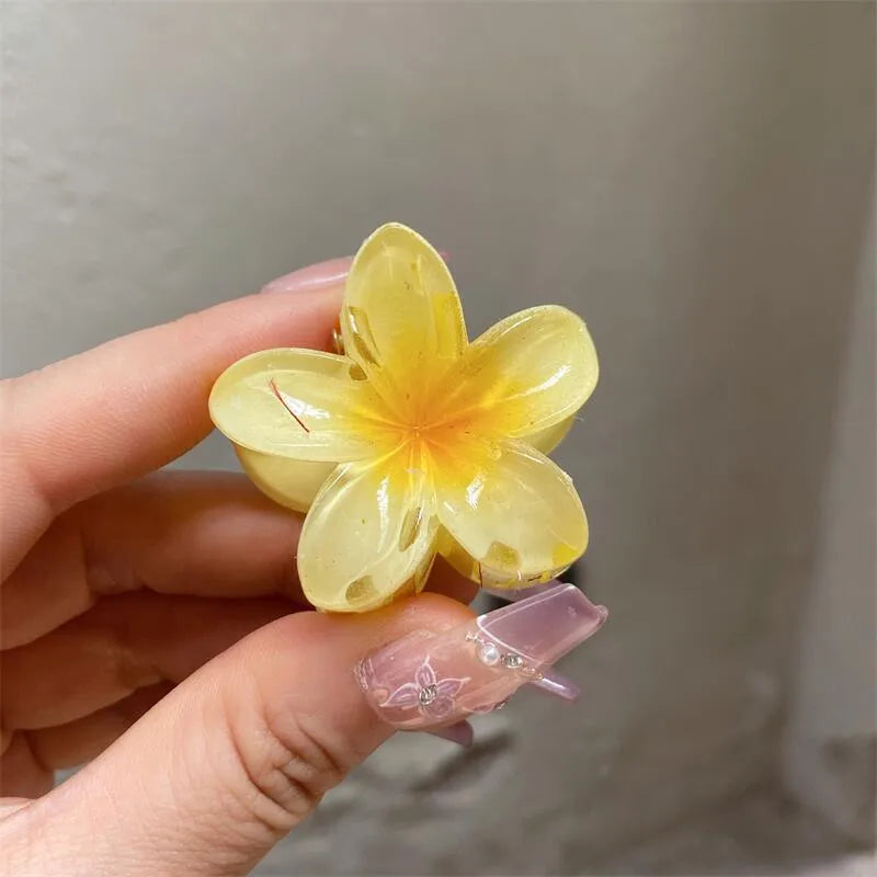 Plumeria Rubra Summer Sunflower Small Jaw Clip Female Cute Mori Style Broken Hair Bangs Side Hairpin Headdress Ins