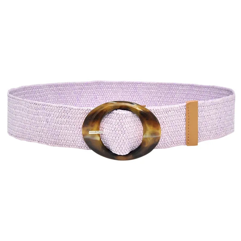 Retro Commute Stripe Solid Color Straw Women's Woven Belts