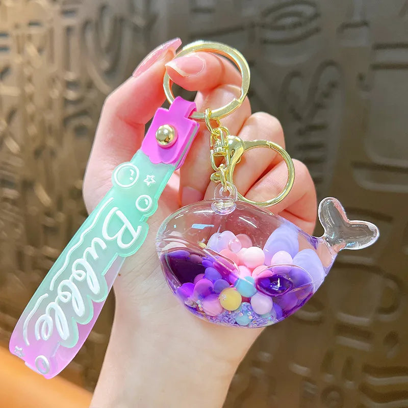 Acrylic Keychain Cute Sandflow Bottle Bag Pendant Toy Christmas Valentine Wedding Graduation Birthday Gift Keyring Decoration