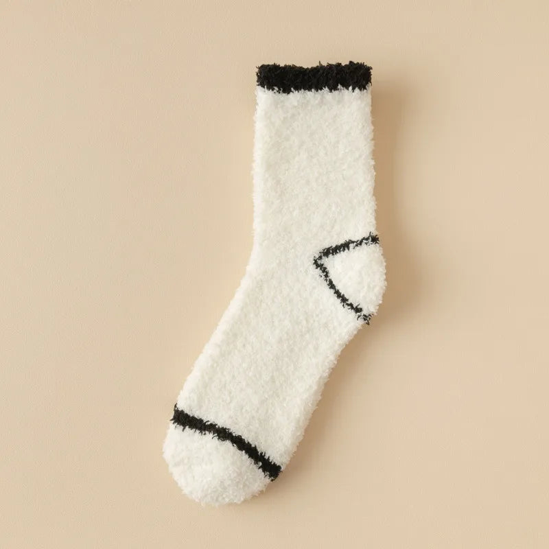 wool-free coral velvet socks men's mid-tube socks autumn and winter men's home warm floor plush socks