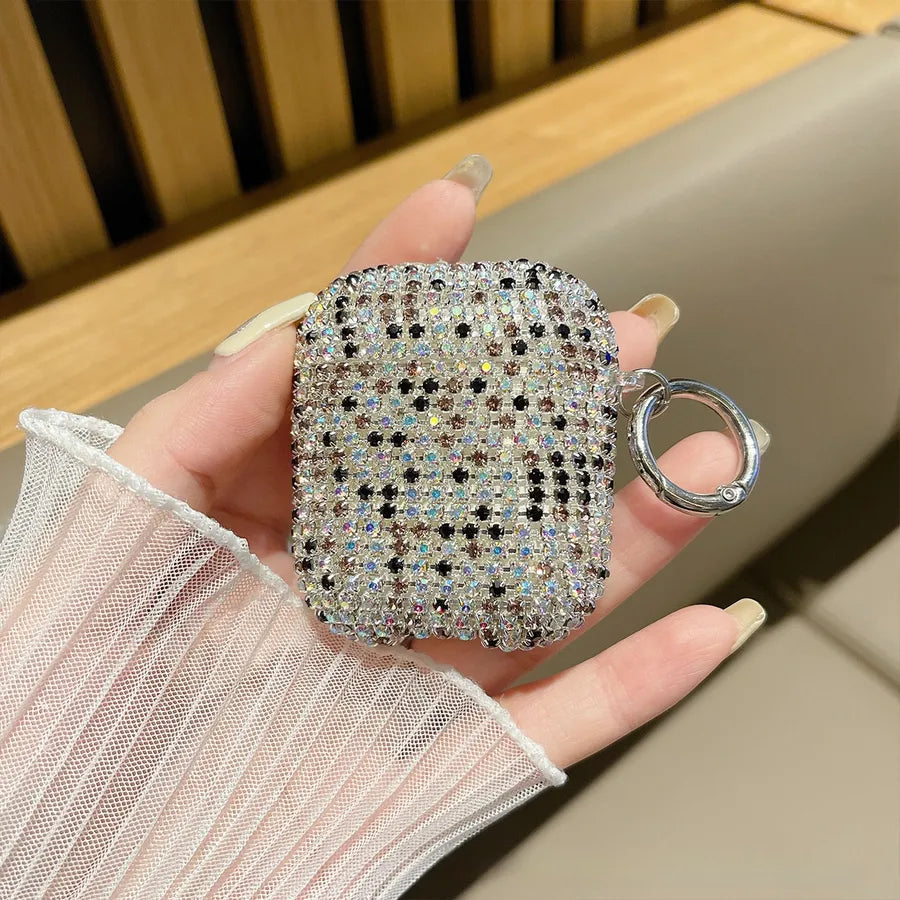 PC Rhinestone Solid Color Shiny Earphone case Phone Accessories