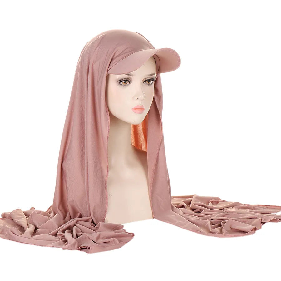 New Style Pure Color Women's Scarf Hat Middle East All-Match Overhead Muslim Headscarf Cap Spring Summer Autumn Winter