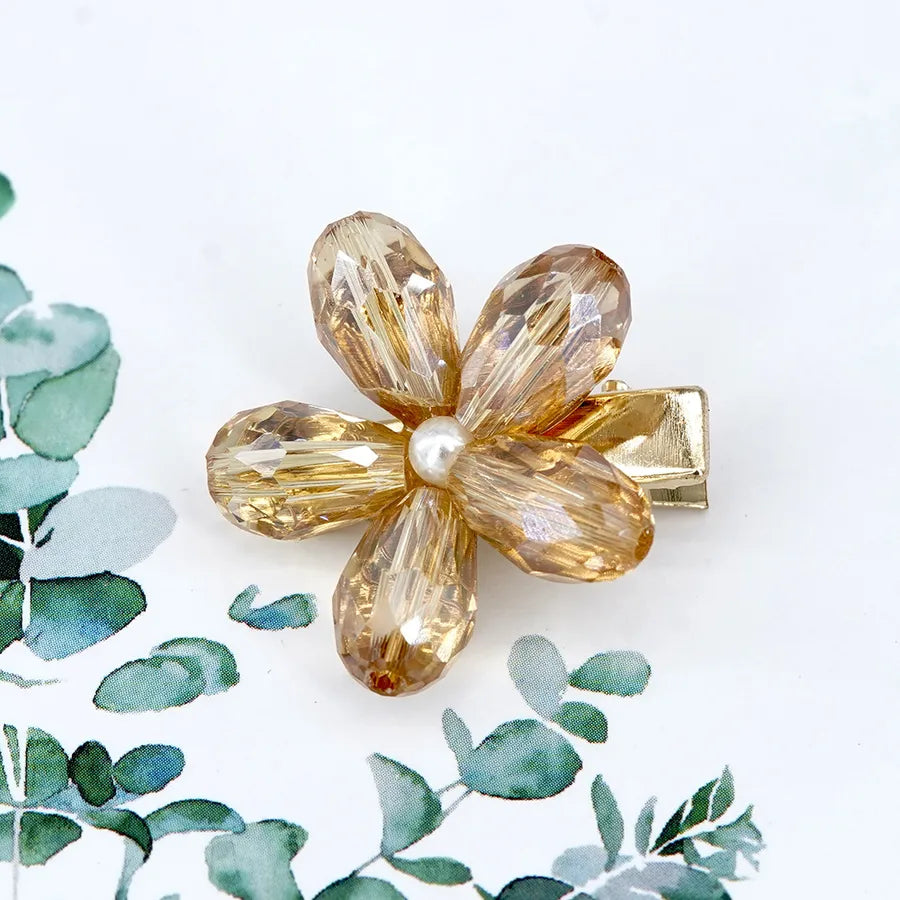 Sweet Women'S Plumeria Alloy Inlay Glass Hair Clip