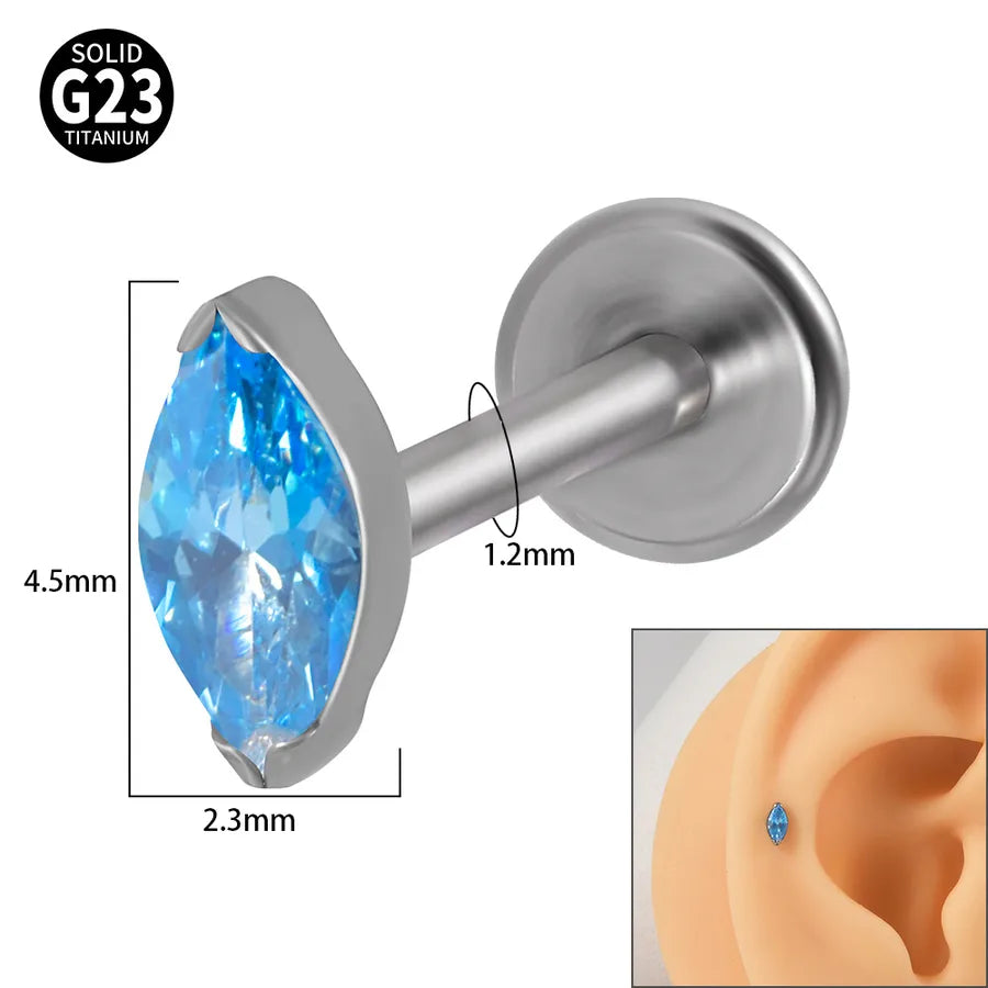 1 Piece Lip Rings Classic Style Colorful Water Droplets G23 Titanium Synthetic opal Zircon Inlay Synthetic opal Zircon