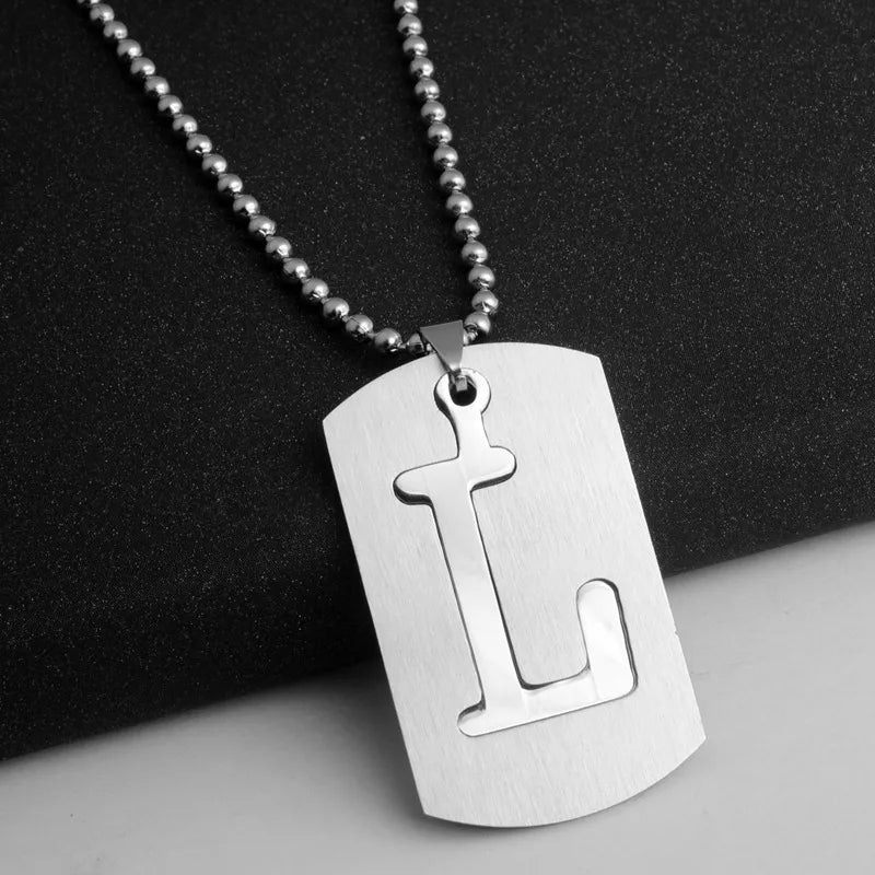 Hip-Hop Simple Style Letter 304 Stainless Steel Hollow Out Men's Pendant Necklace