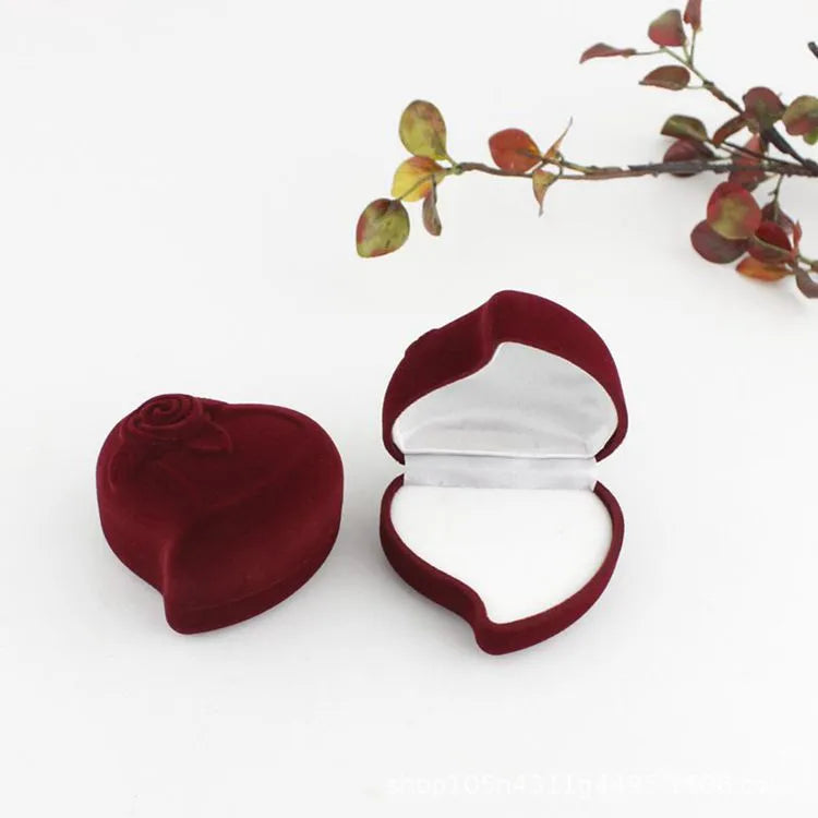 simple style heart shape flannel jewelry boxes