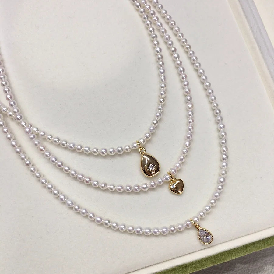 Zhuji natural freshwater pearl necklace clavicle chain 14K gold injection baby bead neck chain small red book ins wind wholesale