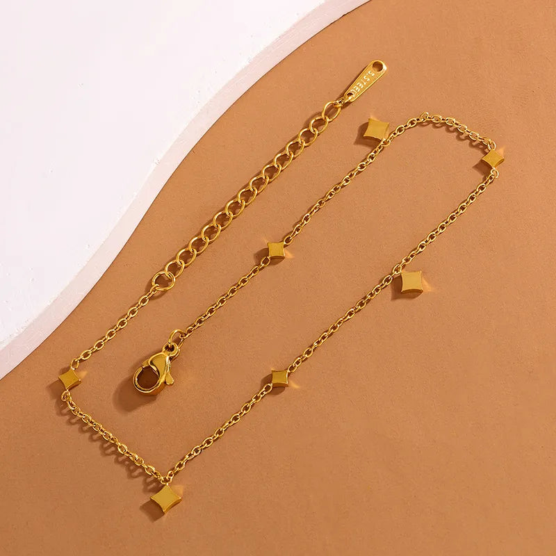 Casual Cute French Style Star Moon Heart Shape 304 Stainless Steel 18K Gold Plated O-shaped chain Bracelets In Bulk
