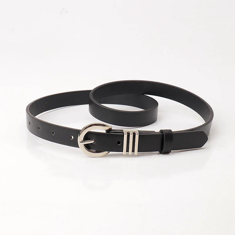 Simple Style Solid Color Pu Leather Alloy Women's Leather Belts