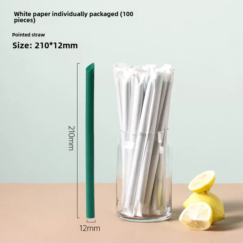 Disposable straw thick separate packaging commercial food grade plastic green hot drink pearl milk tea coffee special thin