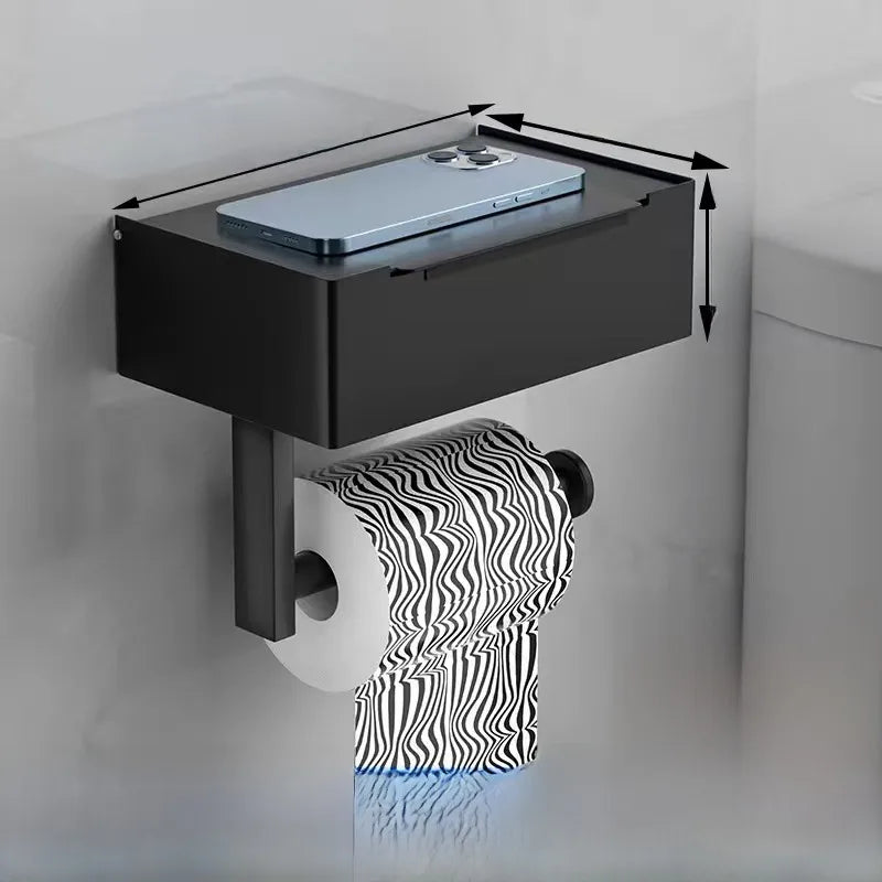 Stainless Steel Wipe Rack Bathroom Multifunctional Tissue Rack Black Wipe Rack Punch-Free