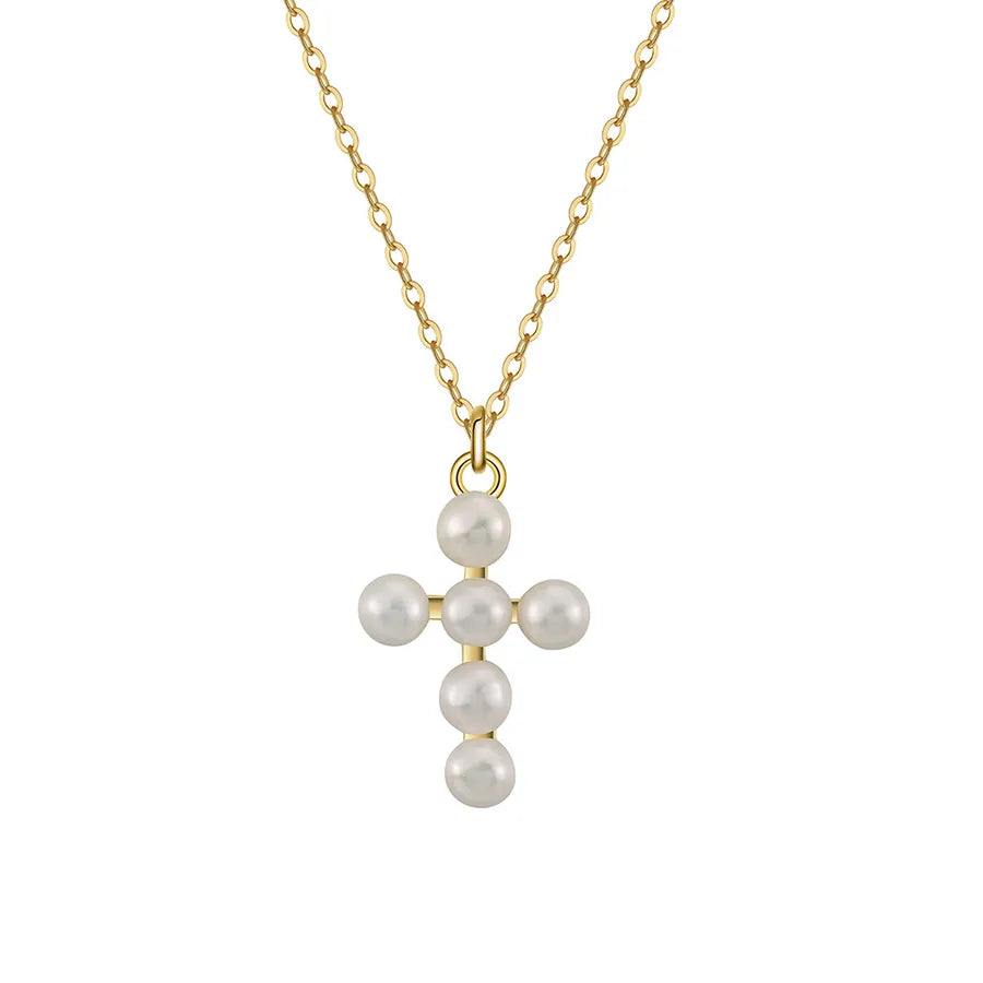 925 Sterling Silver Freshwater Pearl cable chain Plating Geometric Double Layer Necklaces Pendant Necklace Necklace