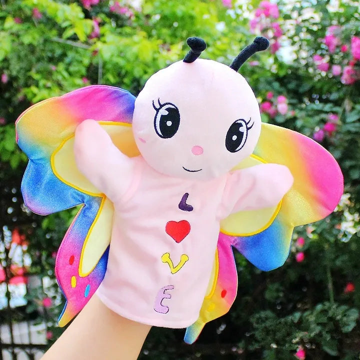Can open mouth cartoon animal plush hand puppet parent-child toy mouth can move a variety of styles  spot mixed batch