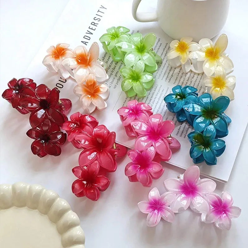 Fairy Style Tropical Sweet Women's Flower Plumeria Acrylic Hair Claws