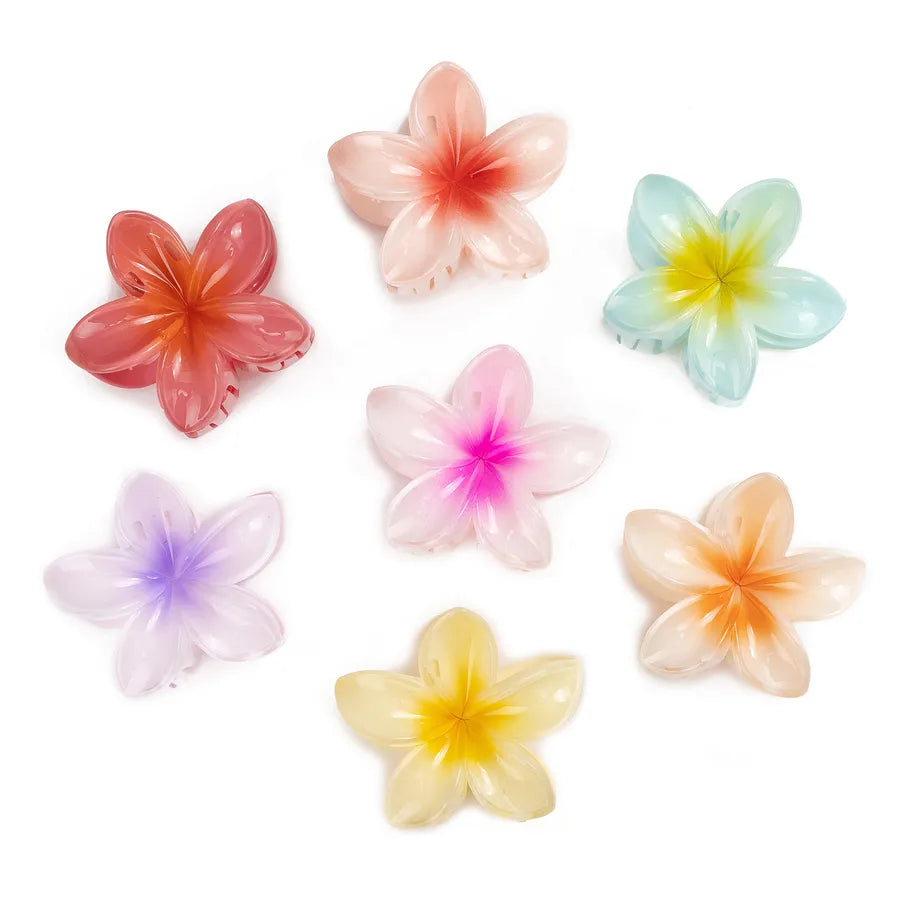 Cute Women's Plumeria Plastic Resin Stoving Varnish Hair Claws