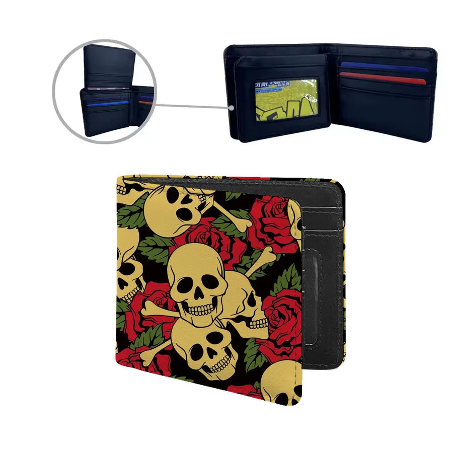 Men's Skull Pu Leather Side Zipper Wallets