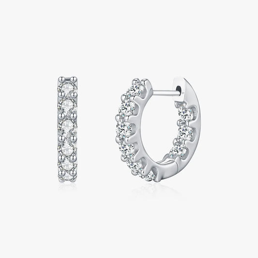 1.8 Karat Moissanite 925 Sterling Silver Earrings GRA Certificate Round Brilliant Cut Geometric Round Rhodium Plated Earrings
