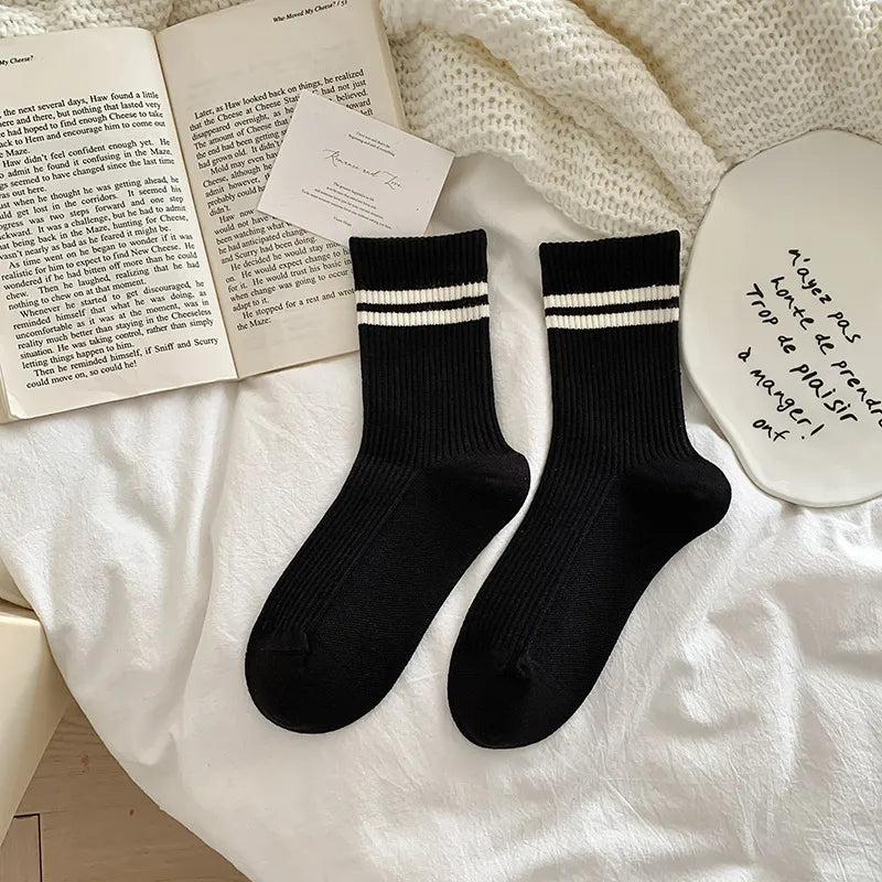 Japanese Style Women's Stripe Cotton Wool Ankle Socks A Pair