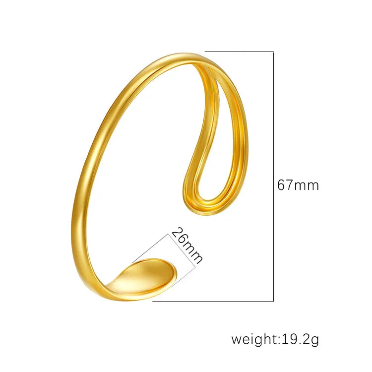 Retro Classic Style C Shape Geometric Flower 304 Stainless Steel Cuff Bracelets Wide Bracelet Bangle In Bulk