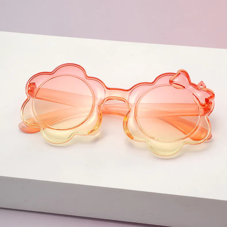 One-Piece Colorful Kidsren's Sunglasses Round Frame Kidsren's Bow Glasses Sun Protection Baby Sunflower Sunglasses