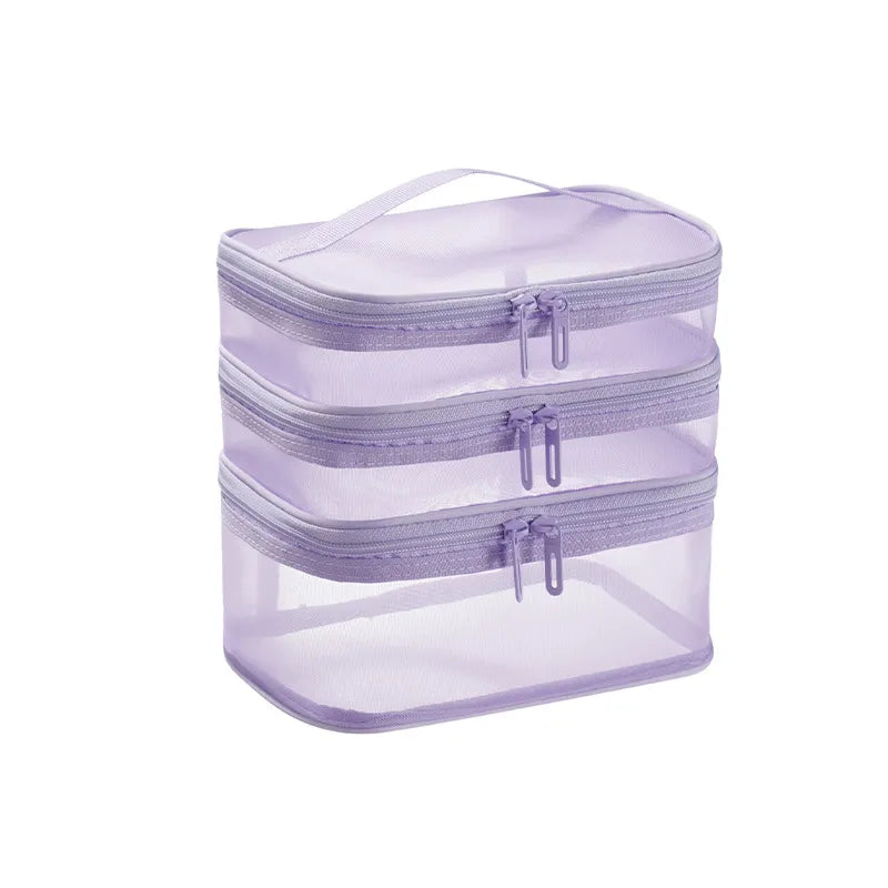 grid visual large multi-functional travel cosmetic storage bag