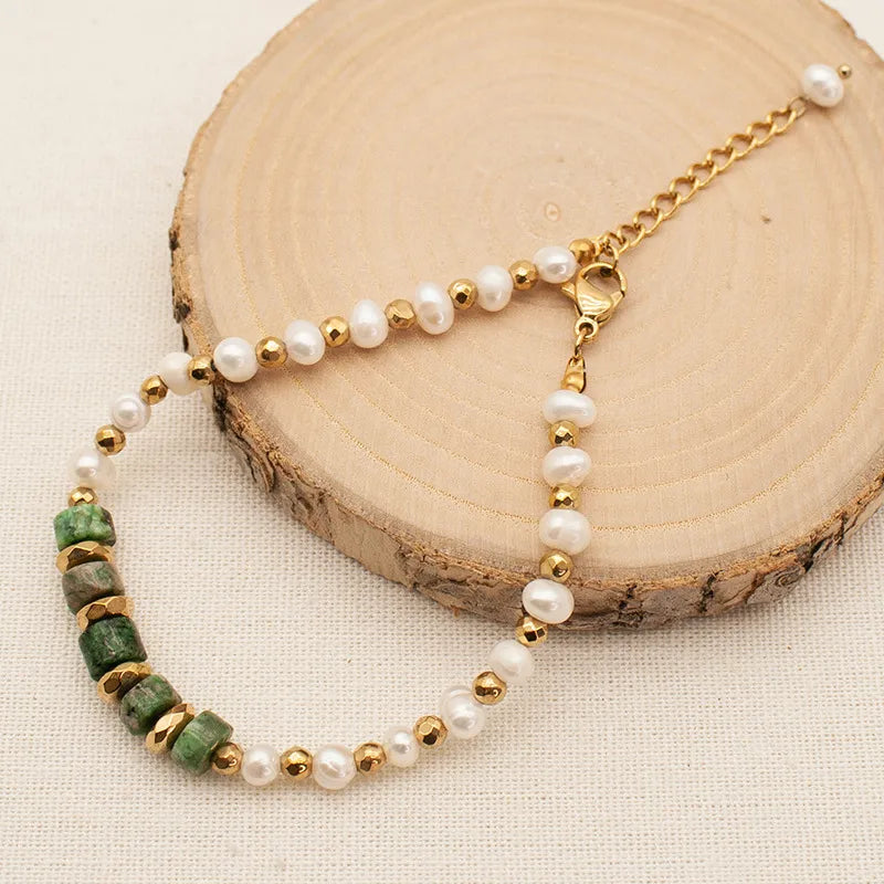 Retro Geometric Artificial Pearl natural stone Wholesale Bracelets