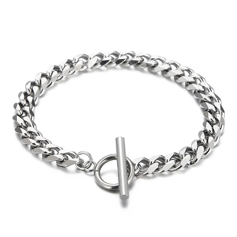 hip-hop retro punk solid color titanium steel polishing men's bracelets