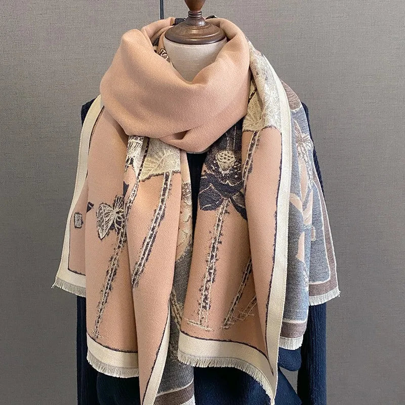 Unisex Basic Color Block Flower Acrylic Scarf
