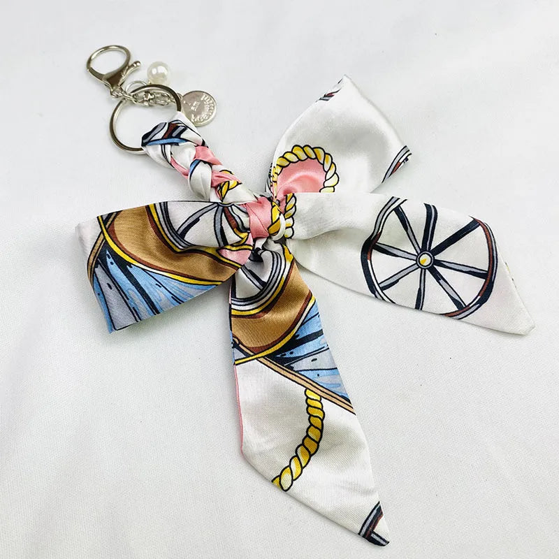 Sweet Simple Style Bow Knot Cloth Metal Unisex Bag Pendant Keychain