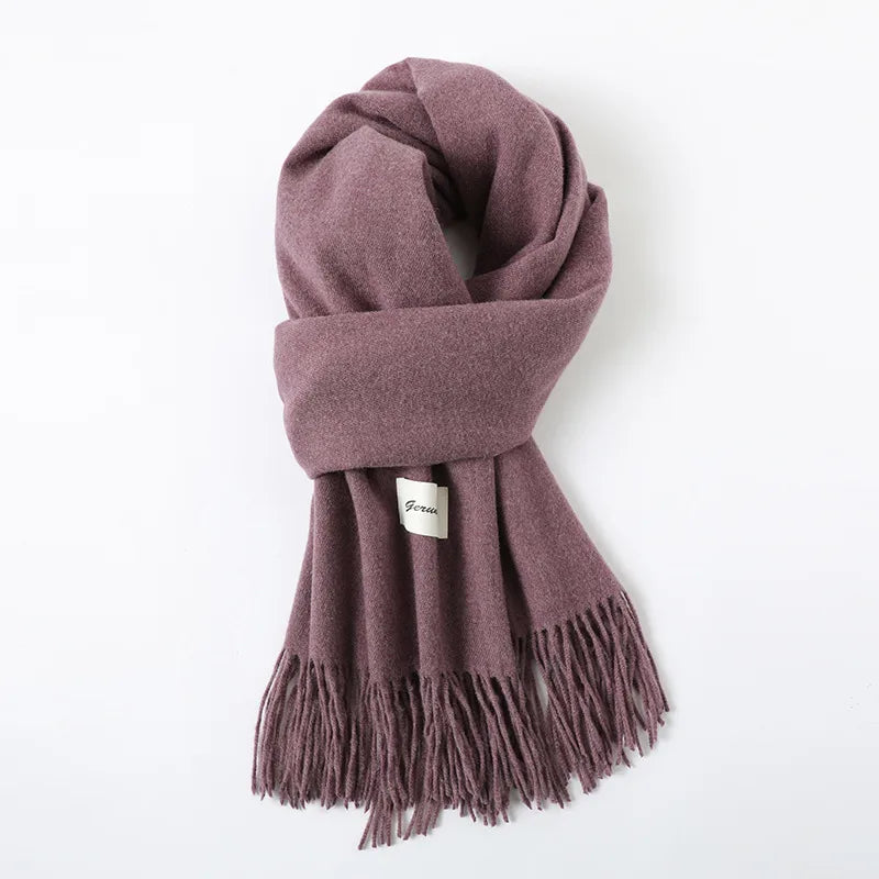 women's simple style solid color imitation cashmere scarf