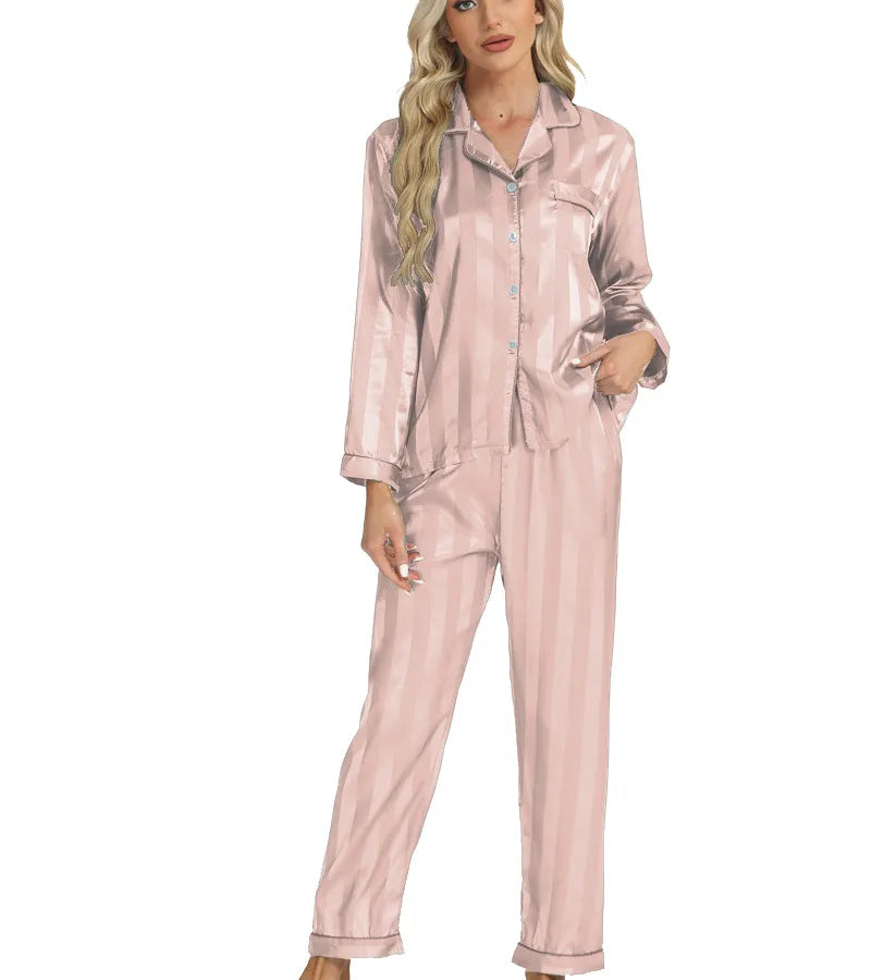 Elegant Long Sleeve Women's Home Clothes Set Sleepwear Casual Fashionable Floral Embroidery Comfortable Polyester Silk Blend