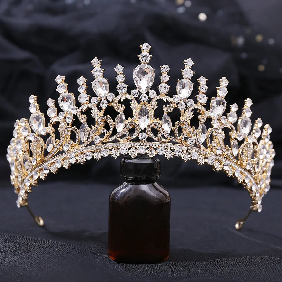 H1349  Bestselling Forest System Hair Accessories Headband Leaf Embedded Crystal Baroque Wedding Bride Vintage Crown