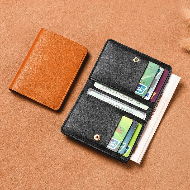 men's solid color pvc buckle wallets