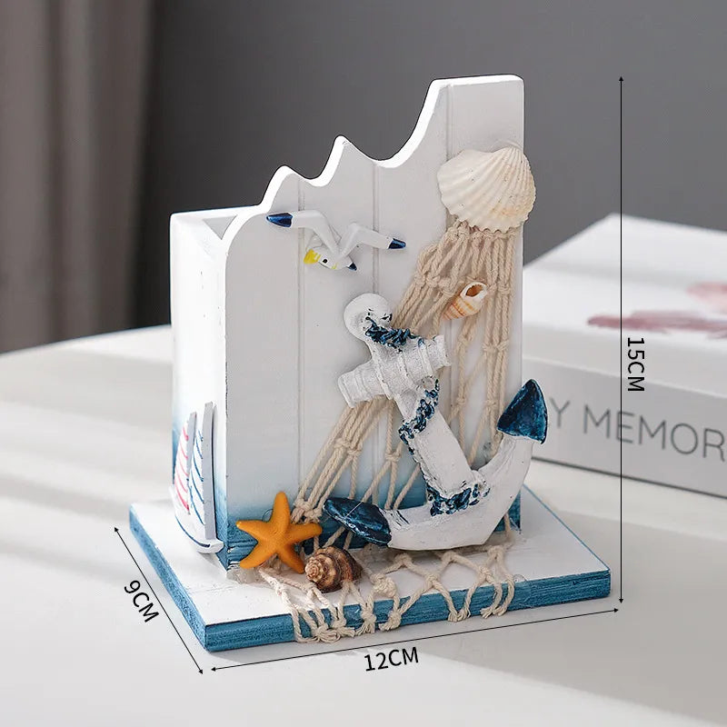 Marine Style Rudder Anchor Wood Ornaments Storage Box Artificial Decorations
