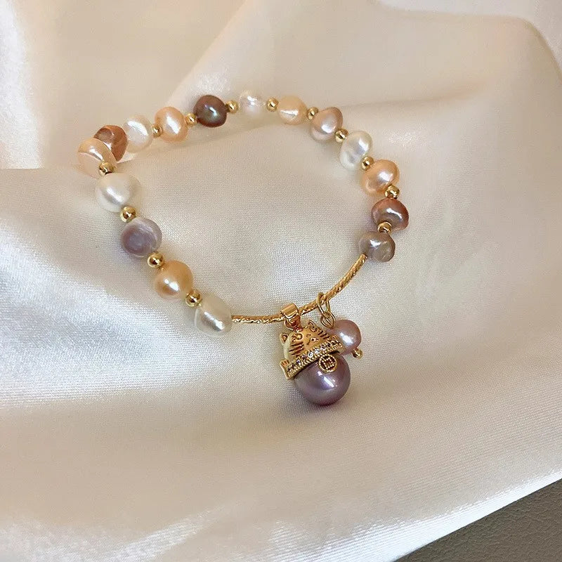 simple style round freshwater pearl bangle in bulk