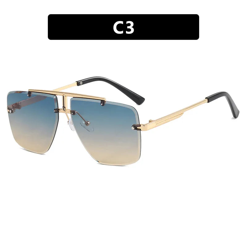 Hip-Hop Punk Streetwear Gradient Color Pc Polygon Frameless Men's Sunglasses