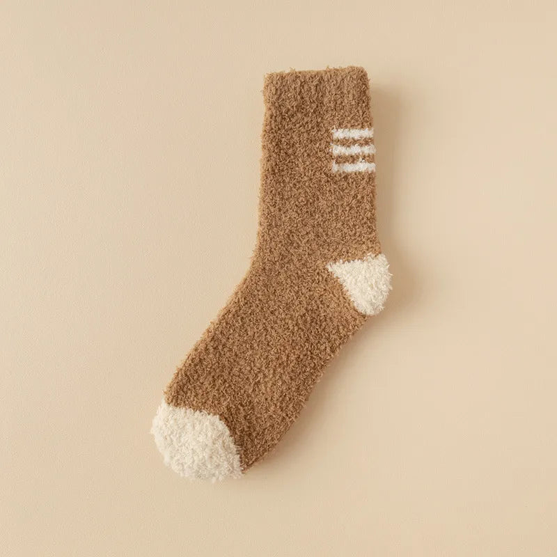 wool-free coral velvet socks men's mid-tube socks autumn and winter men's home warm floor plush socks