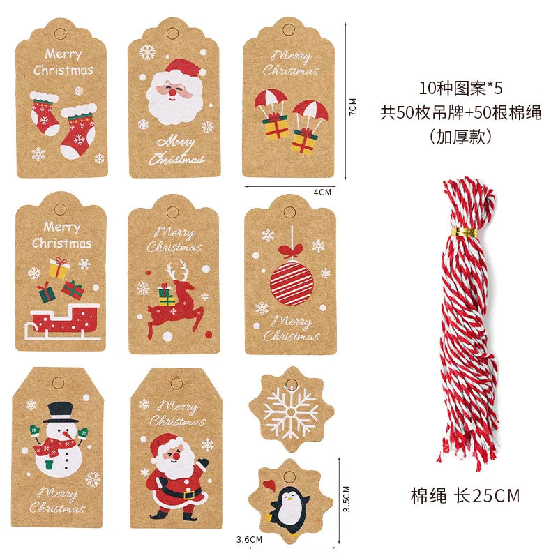Christmas Fashion Christmas Tree Santa Claus Snowman Kraft Paper Party Hanging Ornaments