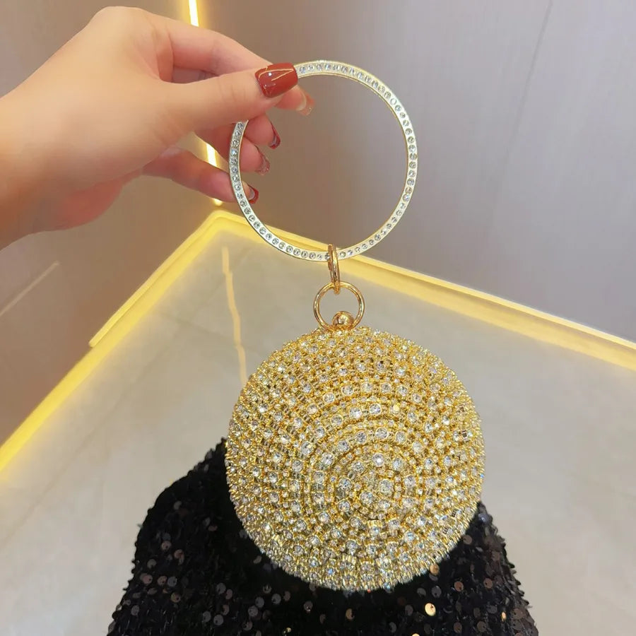 New  fashion banquet bag party  evening bag round spherical silver mini bag hand carrying evening bag