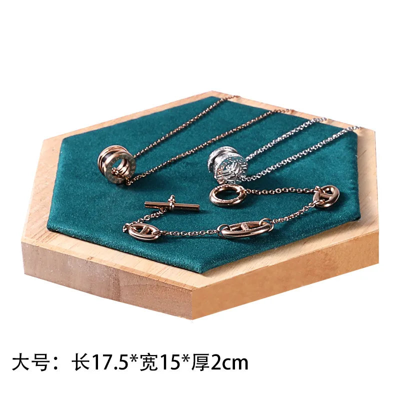Jewelry Display Stand Earring Bracelet Necklace Ring Holder Wooden Hexagonal Structure Academic Style Crafted From Solid Wood