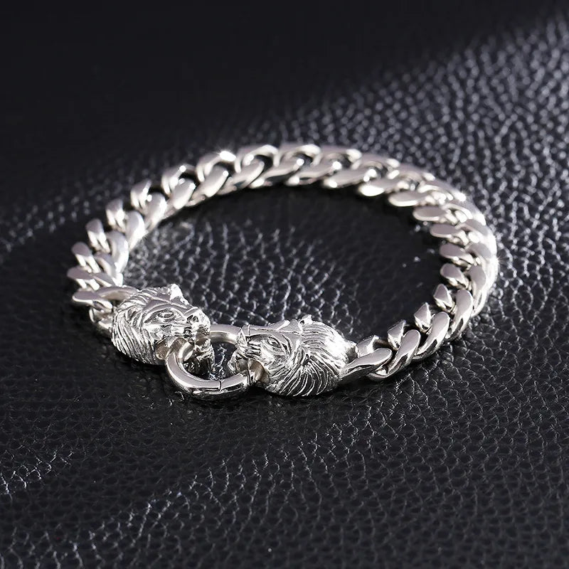 Hip-Hop Retro Lion Titanium Steel Plating 18K Gold Plated Men's Bracelets
