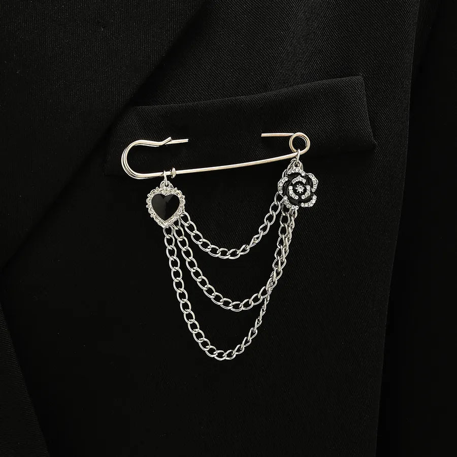 Quirky Geometric Heart Shaped Hairpins For Men And Women Elegant Lapel Pins Trendy Tassel Accessories Fashionable Brooches