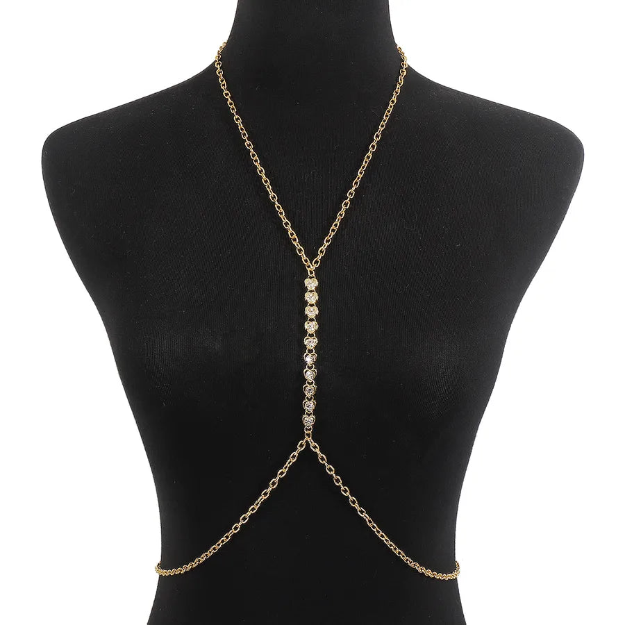 Glam Sexy Heart Shape Iron Inlay Rhinestones Women's Chain Belts
