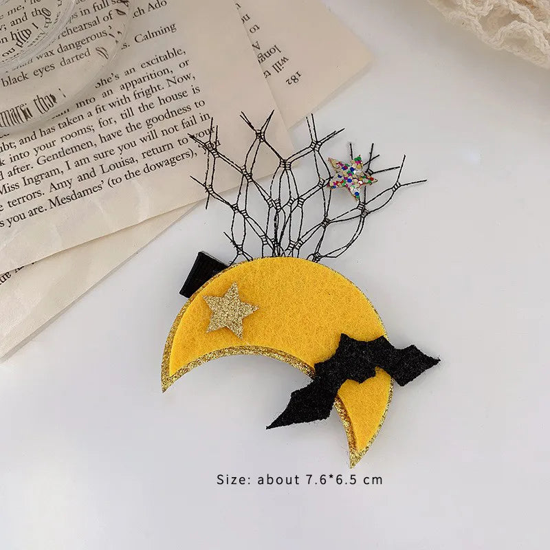 exaggerated funny halloween pattern pumpkin bow knot alloy cloth hair clip