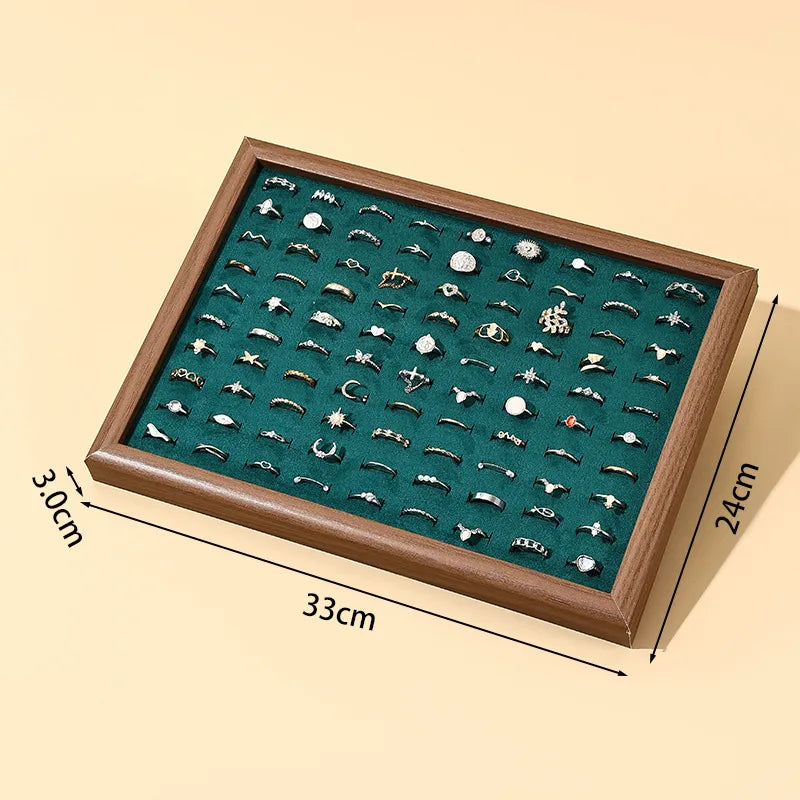 Creative Wooden Jewelry Display Tray Earring Storage Plate Jewelry Box Showcase Props Stand Wood Grain Pattern