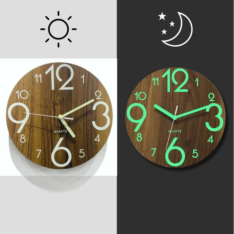 Retro Round Wood pendant Wall Clock Artificial Decorations