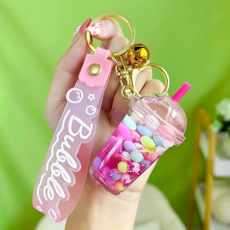 Acrylic Keychain Cute Sandflow Bottle Bag Pendant Toy Christmas Valentine Wedding Graduation Birthday Gift Keyring Decoration