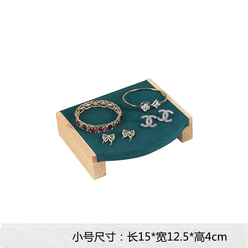 Solid Wood Jewelry Display Stand Tea Table Bracelet Necklace Stool Ornament Rack Three Piece Set Academic Style Crafted