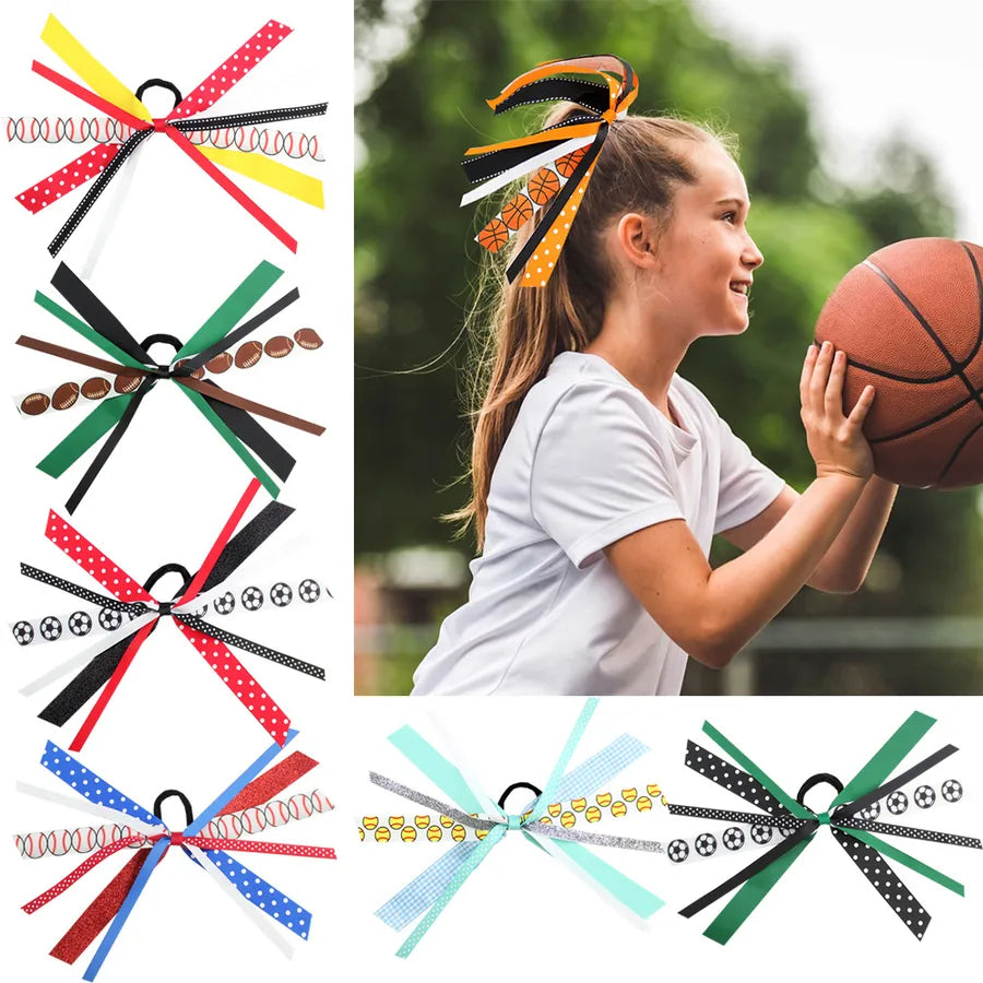Amazon's Hottest Cheer Ribbon Football Baseball Hair Accessories Game Day Decoration Cheerleading Headdress Ponytail Decoration
