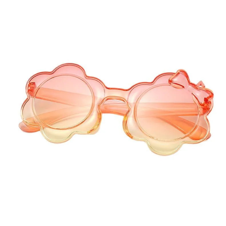 One-Piece Colorful Kidsren's Sunglasses Round Frame Kidsren's Bow Glasses Sun Protection Baby Sunflower Sunglasses